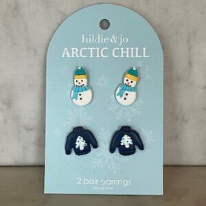HILDIE & JO Arctic Chill Post Earrings Featuring Snowman & Sweater Designs